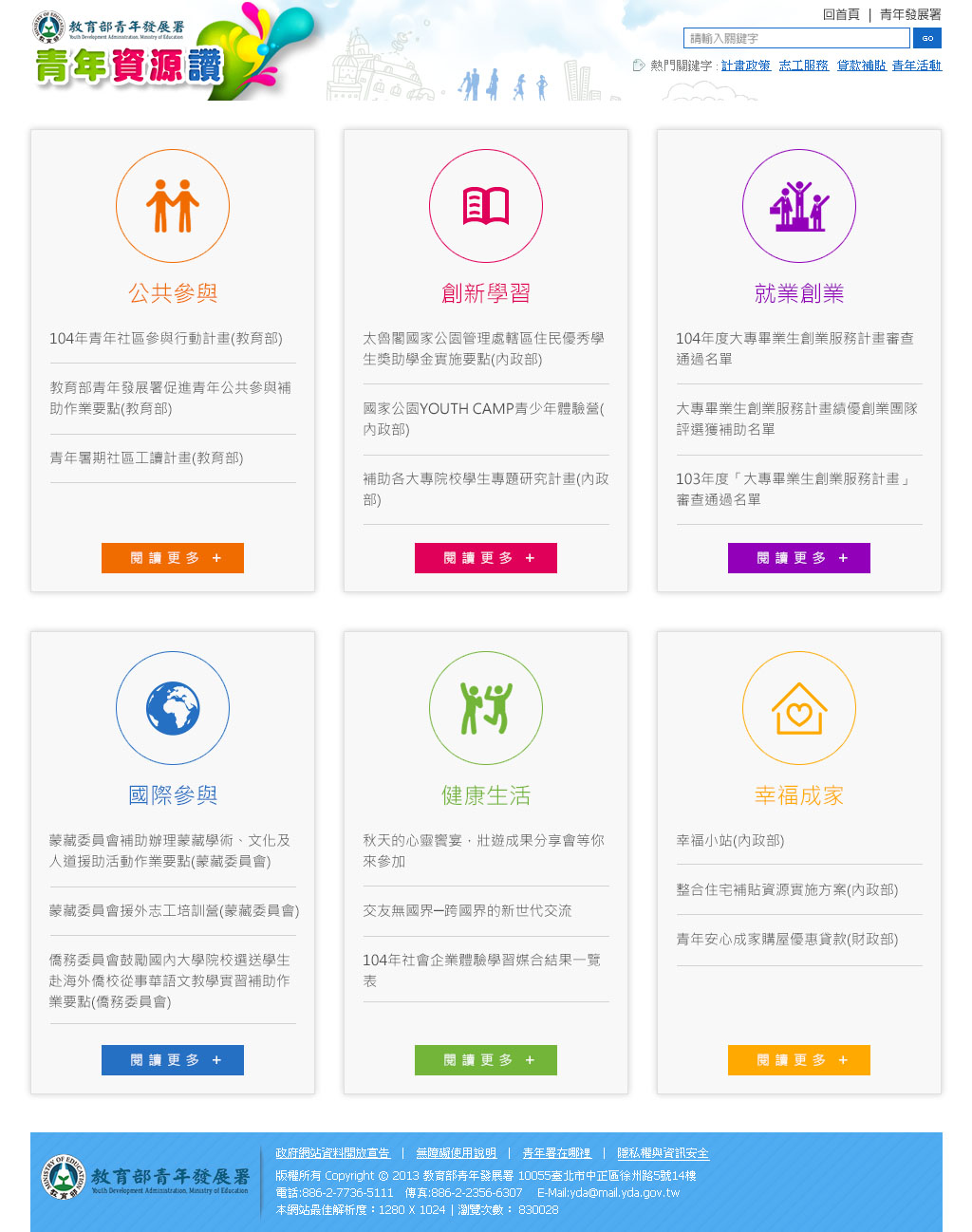 青年資源讚網站首頁畫面